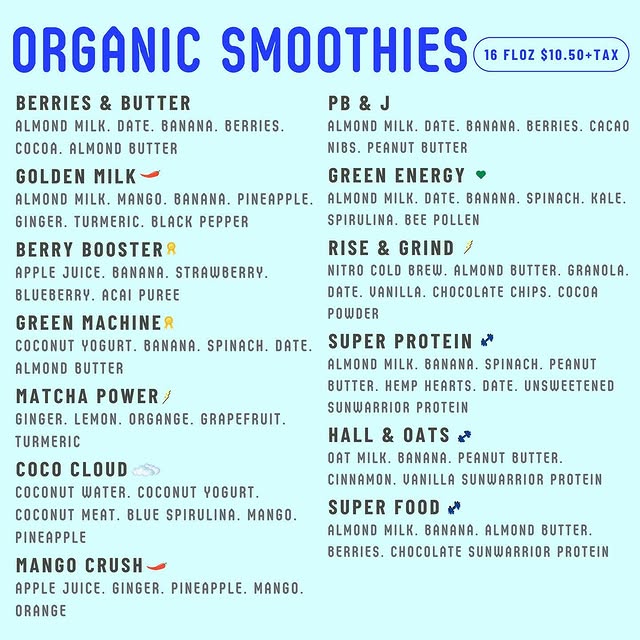 Organic juice blends and cold-pressed options